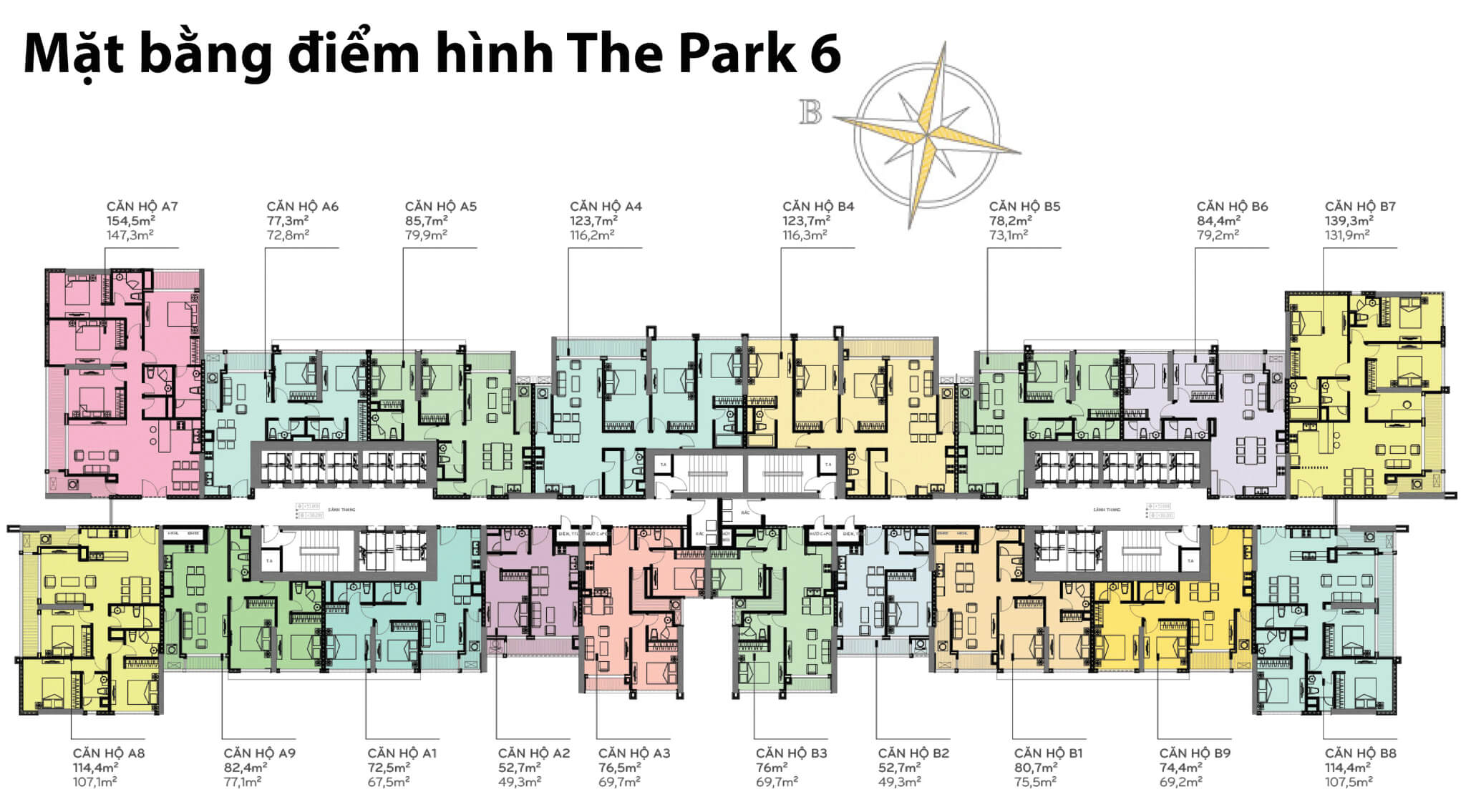 Layout Park 6 tại khu đô thị Vinhomes Central Park - Mặt bằng Park 6